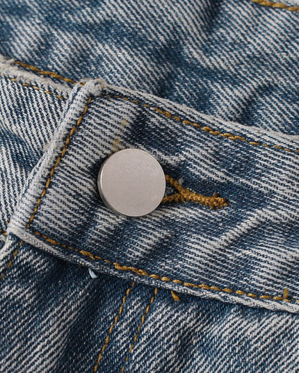Washed Splicing Broken Denim Shorts