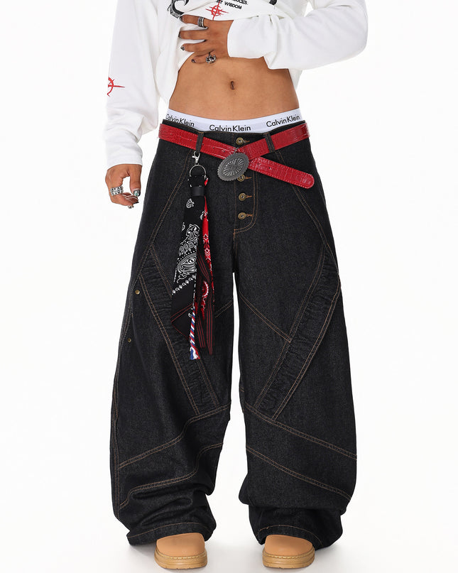 Spliced Deconstructed Wide Jeans