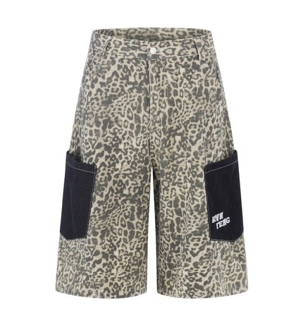 Leopard Print Cargo Shorts