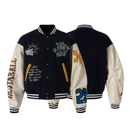 Embroidered Totem Varsity Jacket
