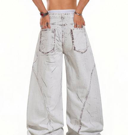 Color-Worn Wide-Leg Jeans