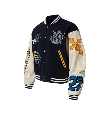 Embroidered Totem Varsity Jacket
