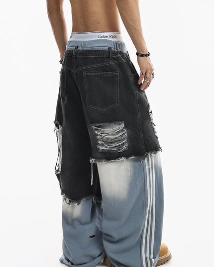 Ripped Striped Jeans