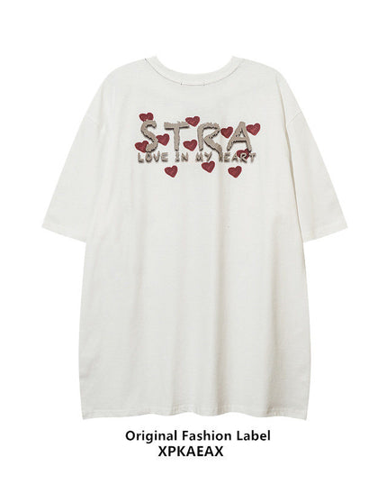 XPKAEAX's original trendy brand American high street niche design sense couple short sleeve national tide men's and women's BF style loose T-shirt