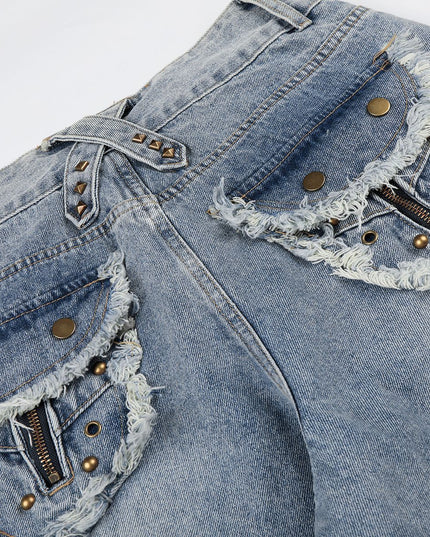 Jiayiku 2026 new arrival American high street RO style heavy washed workwear personalized jeans loose wide-leg trousers