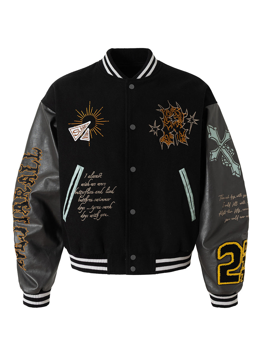 Embroidered Totem Varsity Jacket