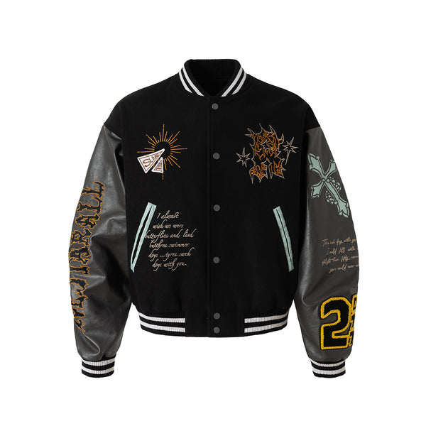 Embroidered Totem Varsity Jacket