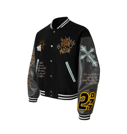 Embroidered Totem Varsity Jacket