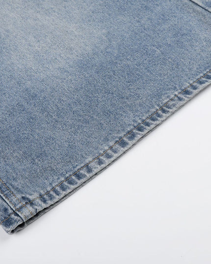 American-style street jeans, summer new washed patchwork pockets, frayed edged denim shorts, personalized five-point pants