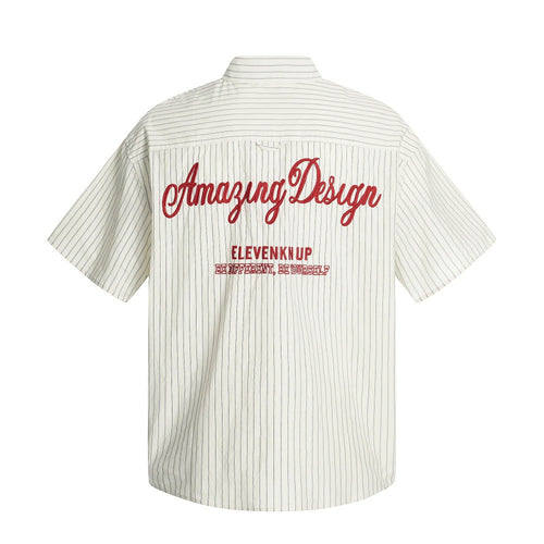 Vertical Stripe Embroidered Shirt