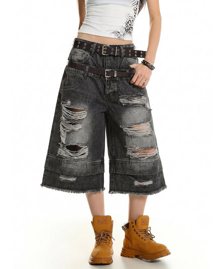 Double Waist Cropped Jeans