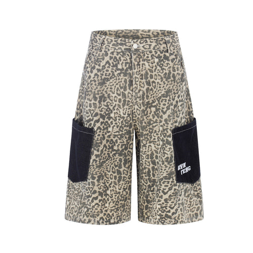 Leopard Print Cargo Shorts