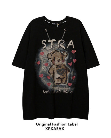 XPKAEAX's original trendy brand American high street niche design sense couple short sleeve national tide men's and women's BF style loose T-shirt