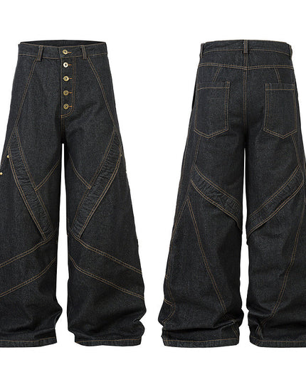 Spliced Deconstructed Wide Jeans