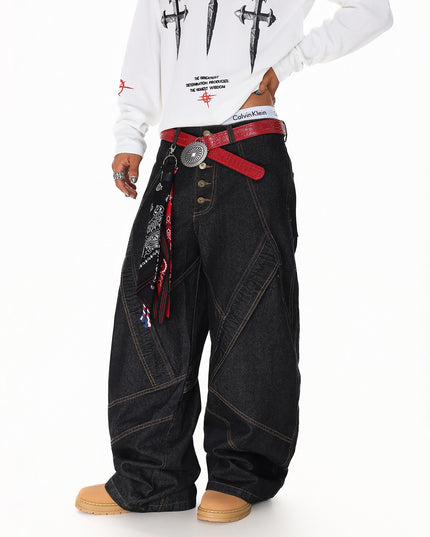 Spliced Deconstructed Wide Jeans