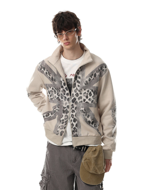 Vintage Leopard Zip Hoodie
