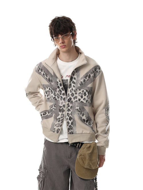 Vintage Leopard Zip Hoodie