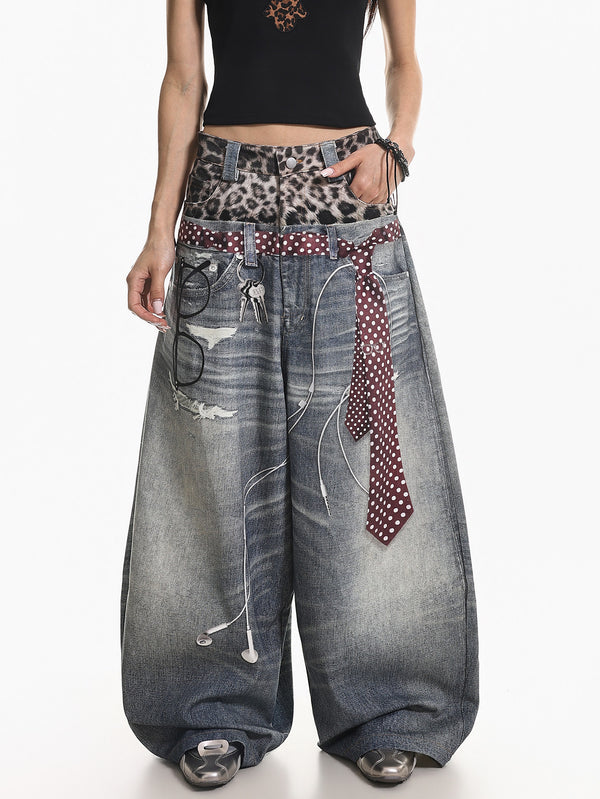 Leopard  Two-Piece Jeans