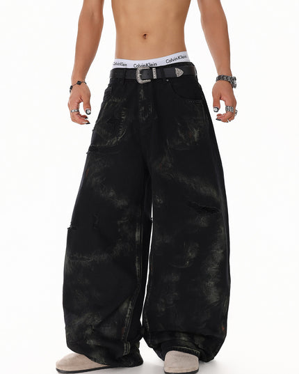 Patchwork Graffiti Washed Jeans