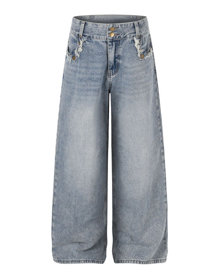 Jiayiku 2026 new arrival American high street RO style heavy washed workwear personalized jeans loose wide-leg trousers