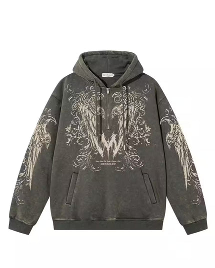 Graphic  Washed Hooded Pullover