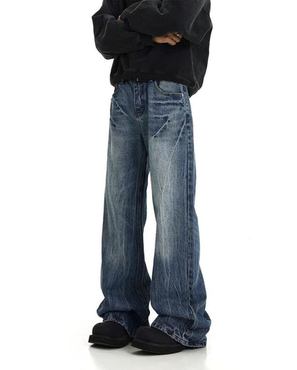Mein Shop 0 American Retro Lightning Blue Straight Jeans