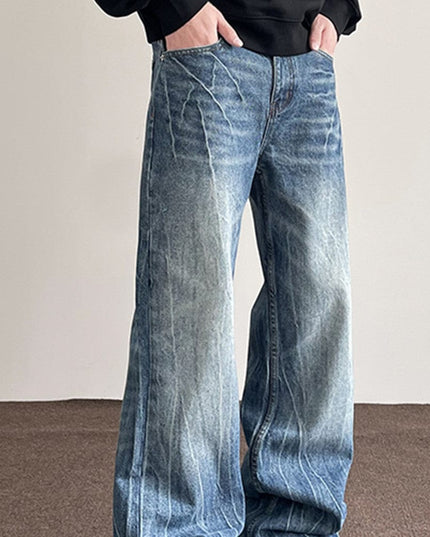Mein Shop 0 American Retro Lightning Blue Straight Jeans