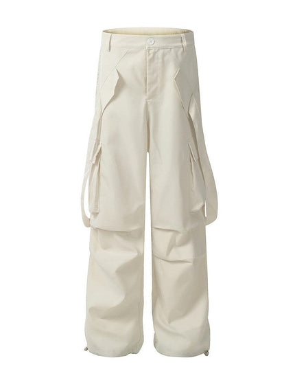 Mein Shop 0 Apricot / S Overalls Men's Ribbon Pocket Design Pleated