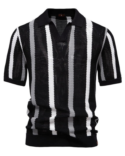 Mein Shop 0 Black / S Breathable Hollow Men's Short-sleeved Polo Shirt Sweater