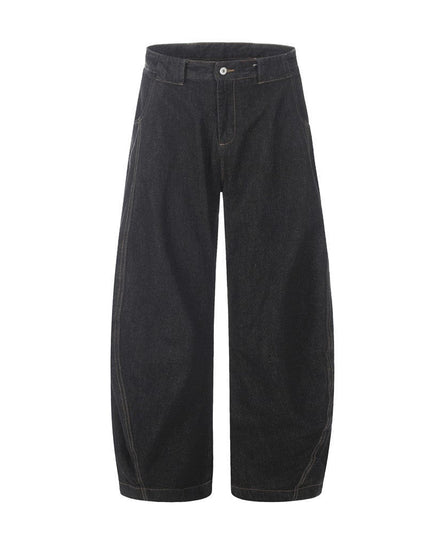 Mein Shop 0 Black / S Washed Simple Solid Color Loose Wide-leg Pants