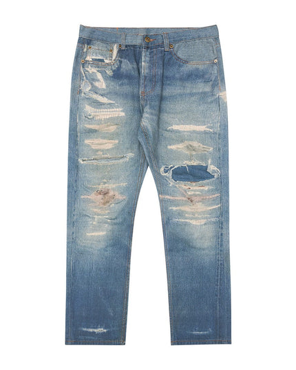 Mein Shop 0 Blue / 30 Vintage Washed Distressed Straight Jeans—9070