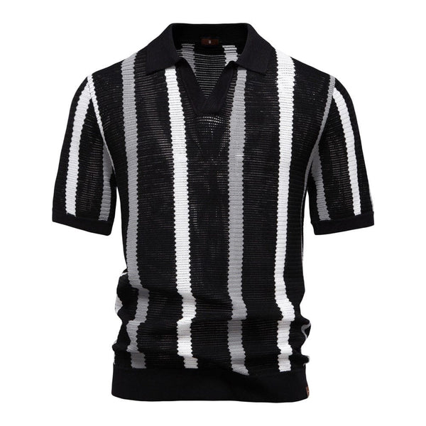 Breathable Hollow Men's Short-sleeved Polo Shirt Sweater