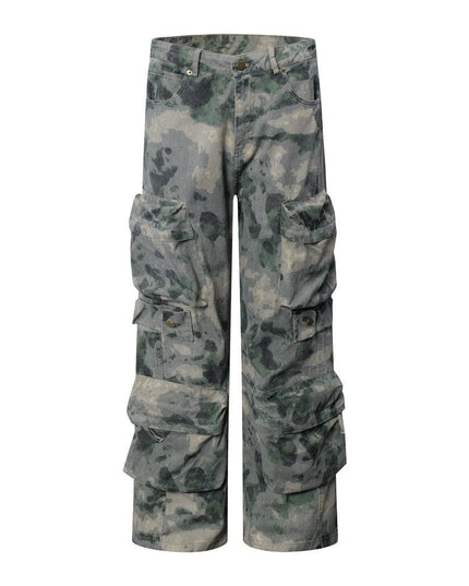 Mein Shop 0 Camouflage Green / S Tie-dye Camo Wide Leg Cargo pant—9255