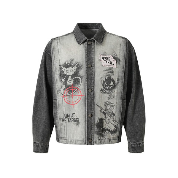 Dark Fun Abstract Printed Coat Jacket—7343