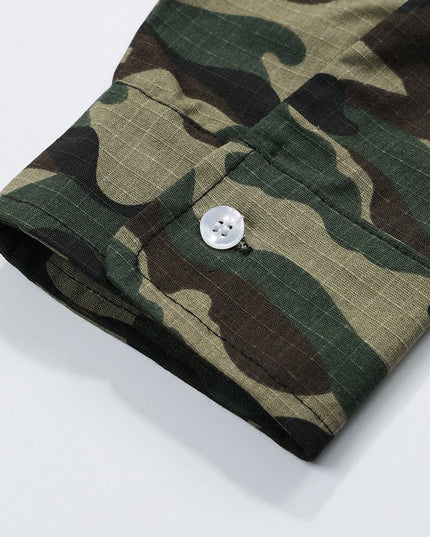 Mein Shop 0 False Two-piece Patchwork Camouflage Long Sleeve Loose T-shirt Men