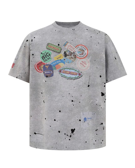 Mein Shop 0 Gray / S Distressed Rebel Americana T-Shirt— 3755