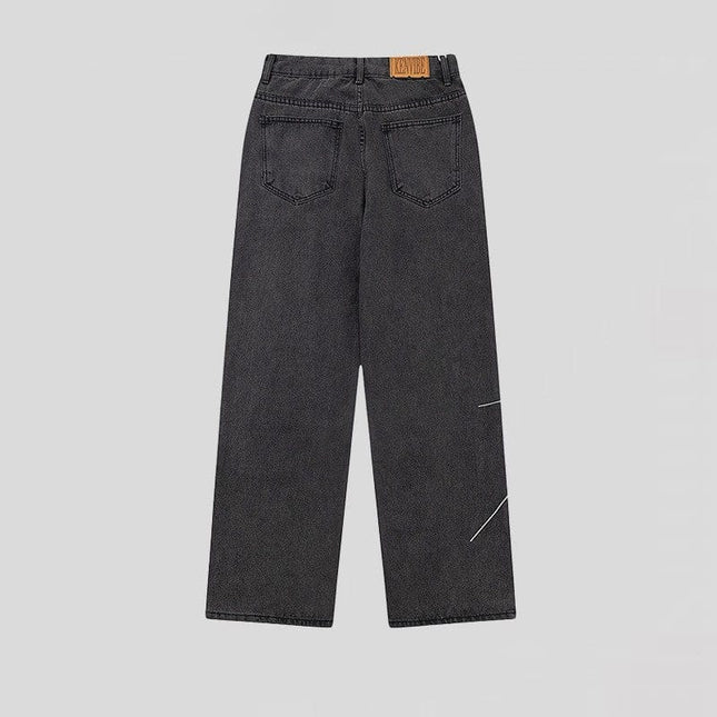 Mein Shop 0 Light Web Destrssed Loose Straight Jeans—9087