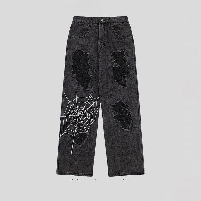 Mein Shop 0 Light Web Destrssed Loose Straight Jeans—9087