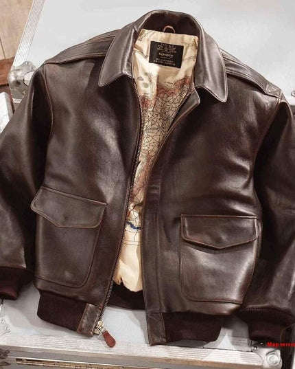 Mein Shop 0 Map Brown / XS Retro Oversized Leather Coat—-7644