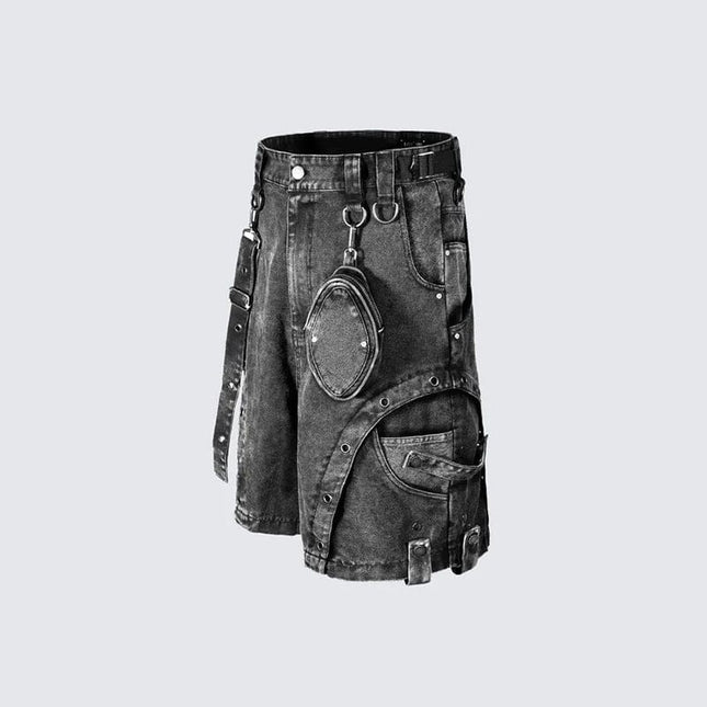 Mein Shop 0 Retro High Street Washed High Waist Denim Shorts—7058