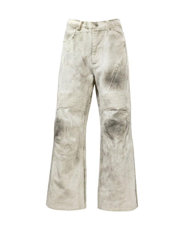 Mein Shop 0 Rub Color / M Washed Old Color Pleated Stitching Straight Cargo Loose Trousers