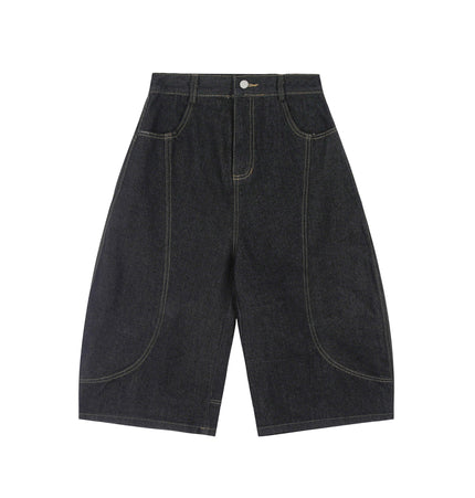 Mein Shop 0 S / Black MetroCool Solid Casual Denim Shorts—-3422