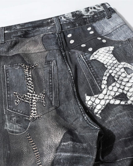 Mein Shop 0 Shadow Print Horn Jeans—9654