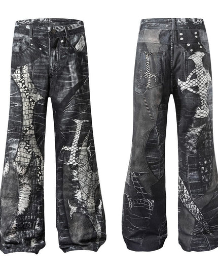Mein Shop 0 Shadow Print Horn Jeans—9654