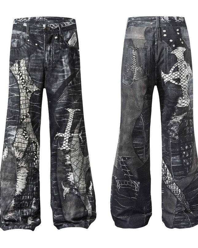 Mein Shop 0 Shadow Print Horn Jeans—9654