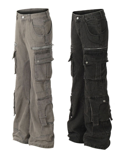 Mein Shop 0 Solid Color Casual Multi-pocket Cotton Overalls