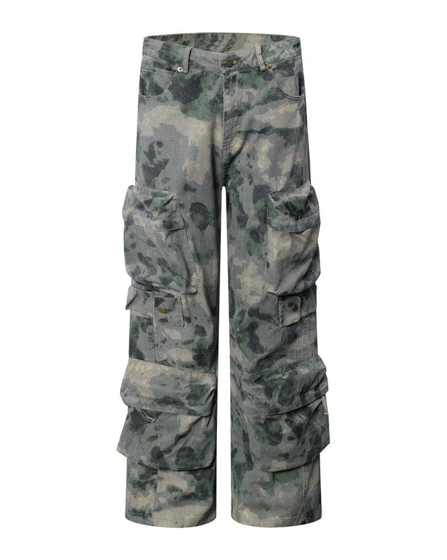Mein Shop 0 Tie-dye Camo Wide Leg Cargo pant—9255