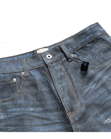Mein Shop 0 UNISEX Straight Worn Looking Washed-out Jeans—9008