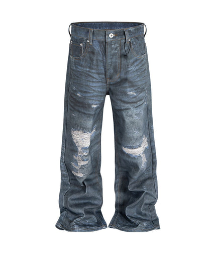 Mein Shop 0 UNISEX Straight Worn Looking Washed-out Jeans—9008