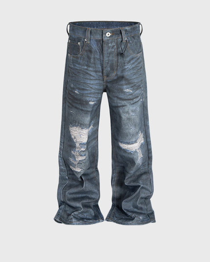 Mein Shop 0 UNISEX Straight Worn Looking Washed-out Jeans—9008